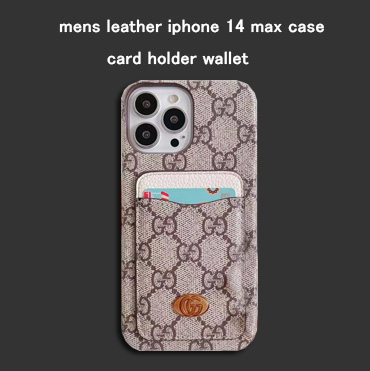 mens leather iphone 14 max case card holder wallet  