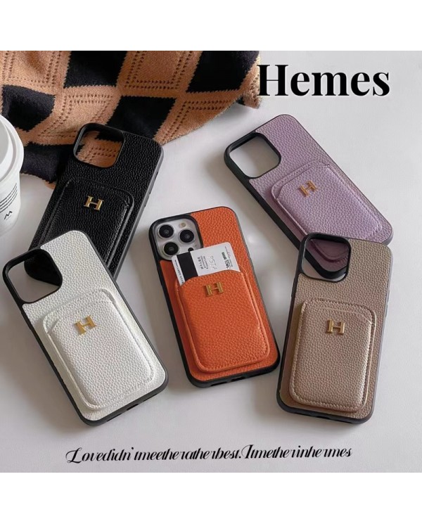 Hermes iphone 14plus/13/14pro max leather monogram designer iphone 12/13/14plus card slot leather case iphone 12/13 mini simple case
