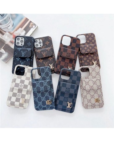 gucci lv Luxury Leather iphone 14plus iphone 13 pro max 13 pro cover case Monogram Damier Card Holder Leather case back cover