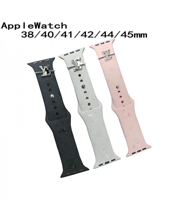 LV applewatch APPLE WATCH SERIES 8/SE2/RUGGED Apple watch series 7 silicone rhinestone logo band strap lady strap